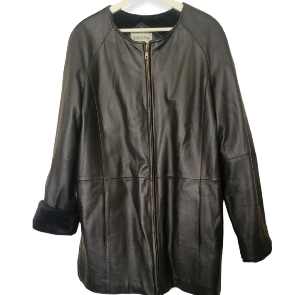 leather & Faux Fur reversible vintage coat - Picture 4 of 5